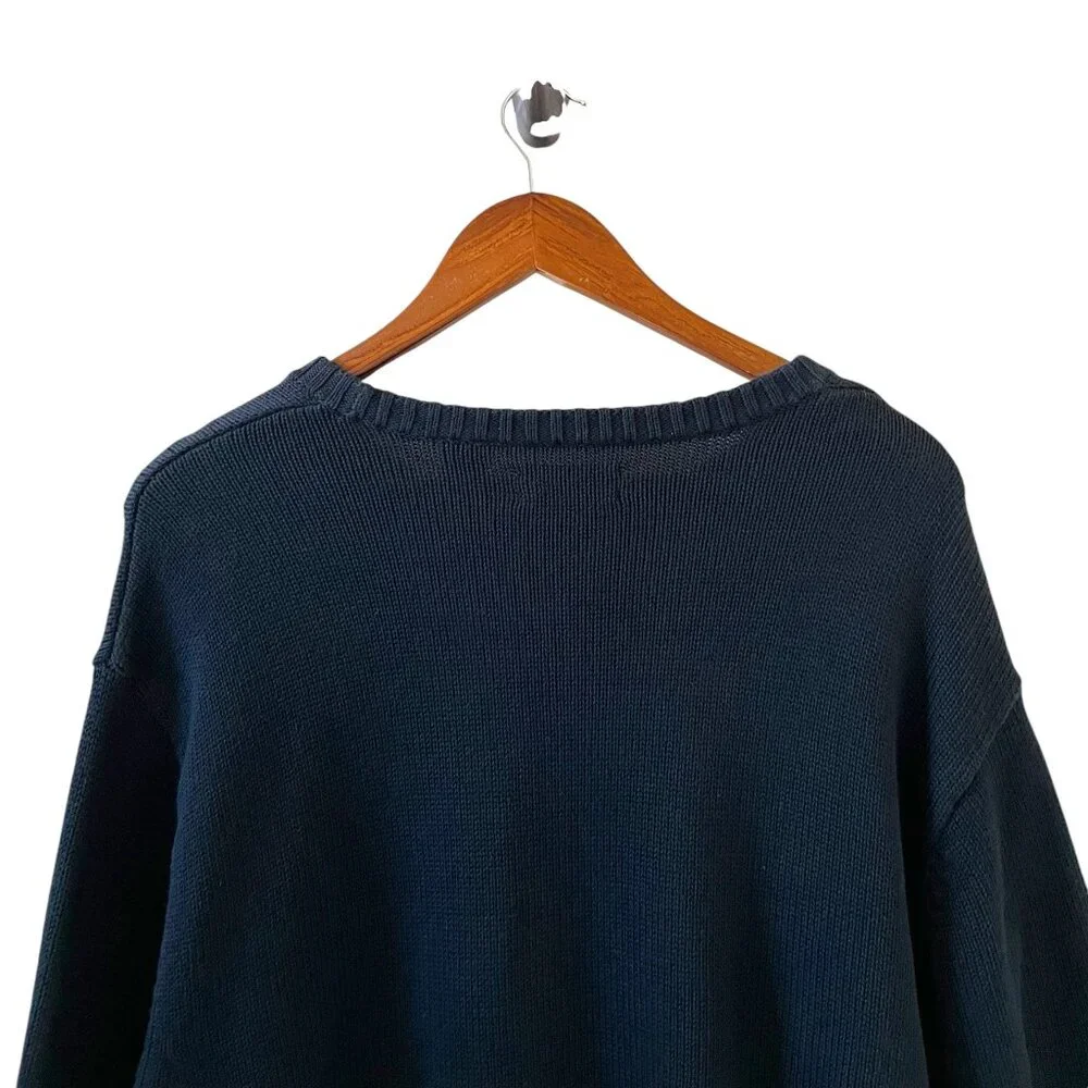 Chaps Navy Crewneck Sweater with American Flag - Picture 7 of 11